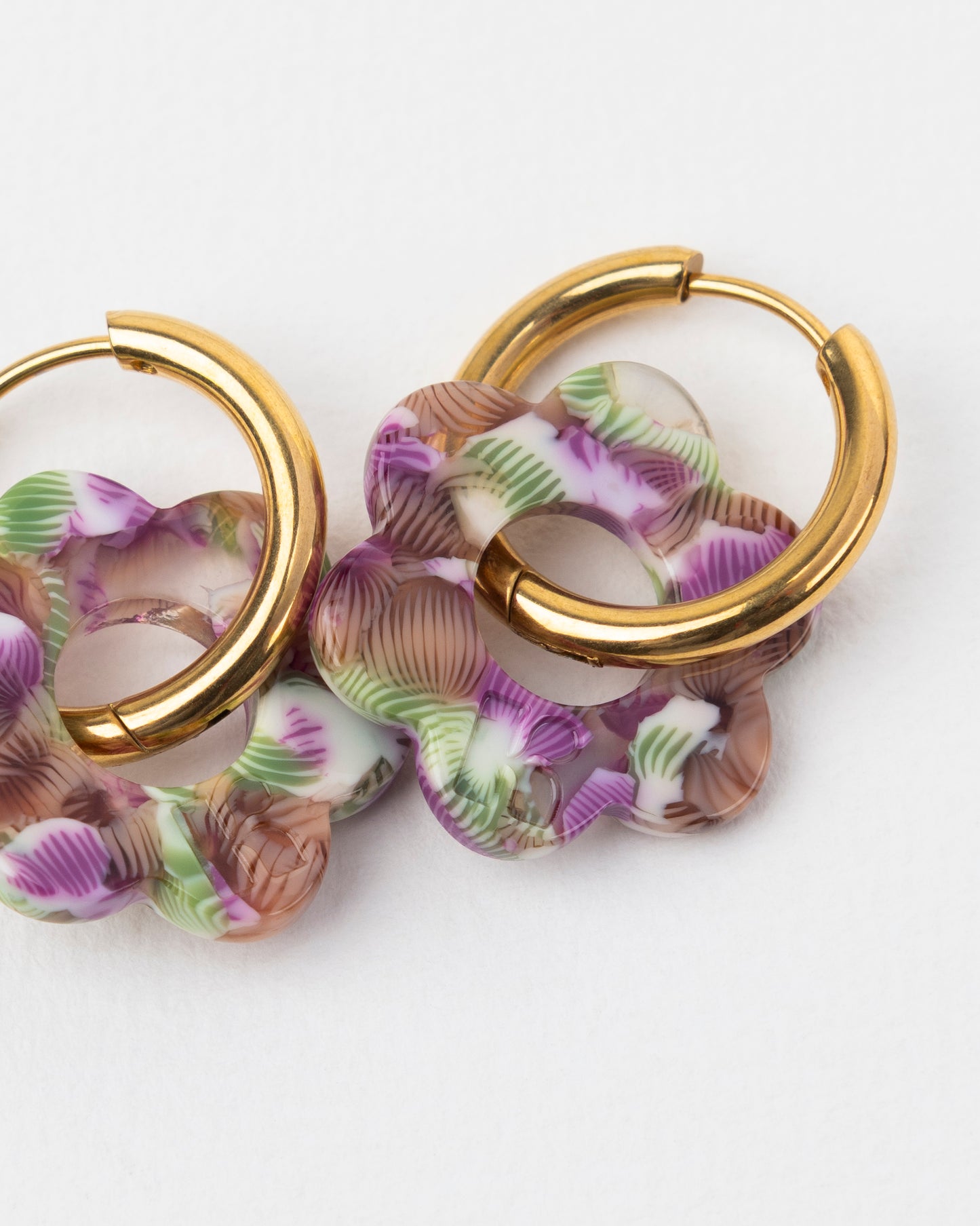 Boucles d'oreilles BABY FLEURETTE - Magenta et Vert -