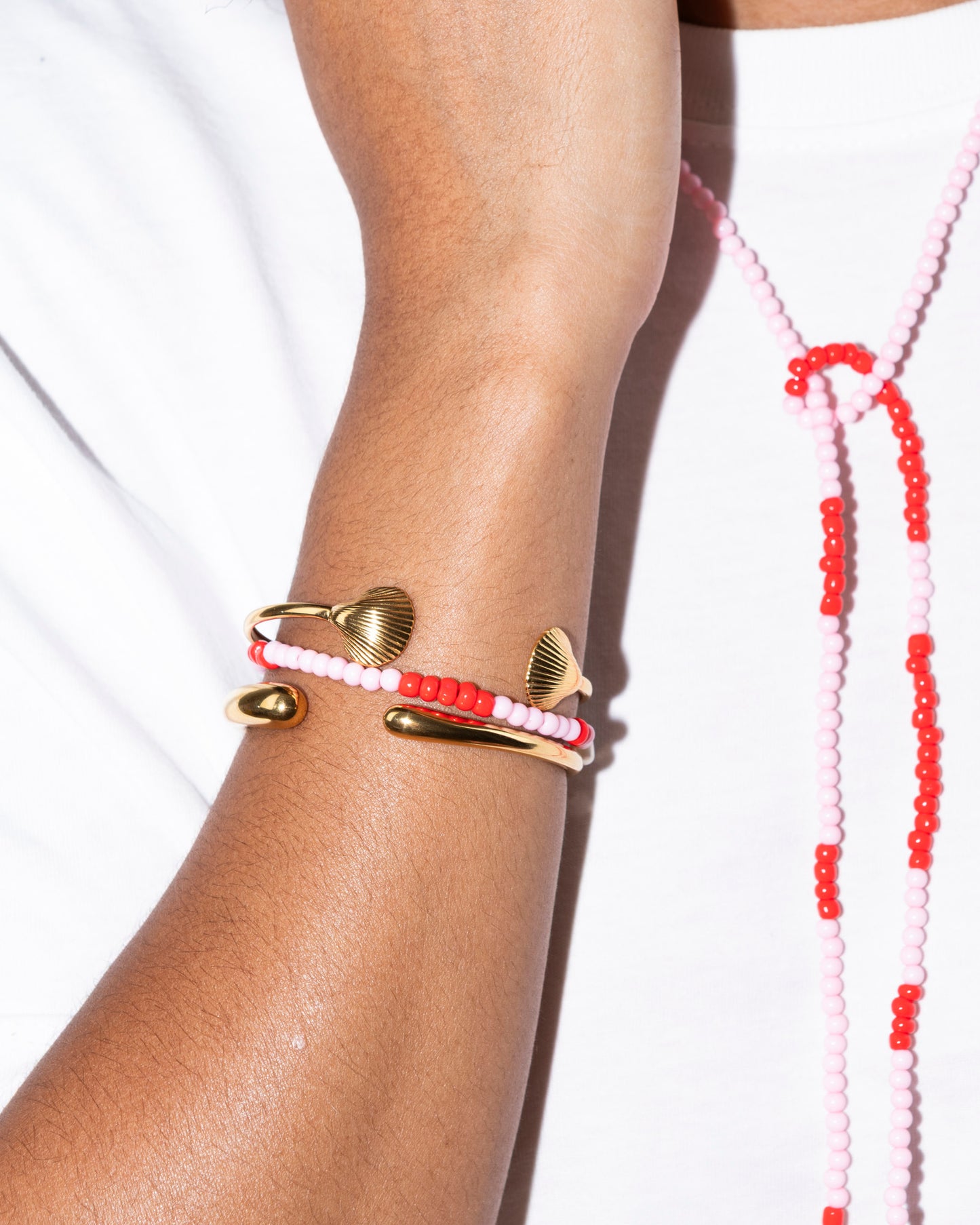 BRACELET - SALT AND PEARLS - Rose et rouge - DROP #4
