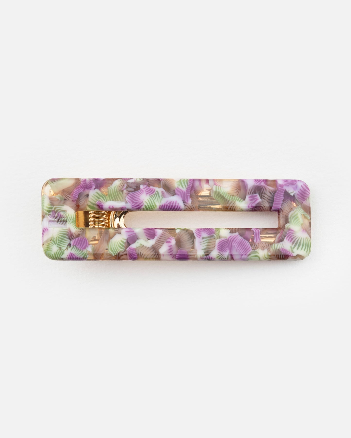 BARRETTE Rectangle - Magenta et Vert -