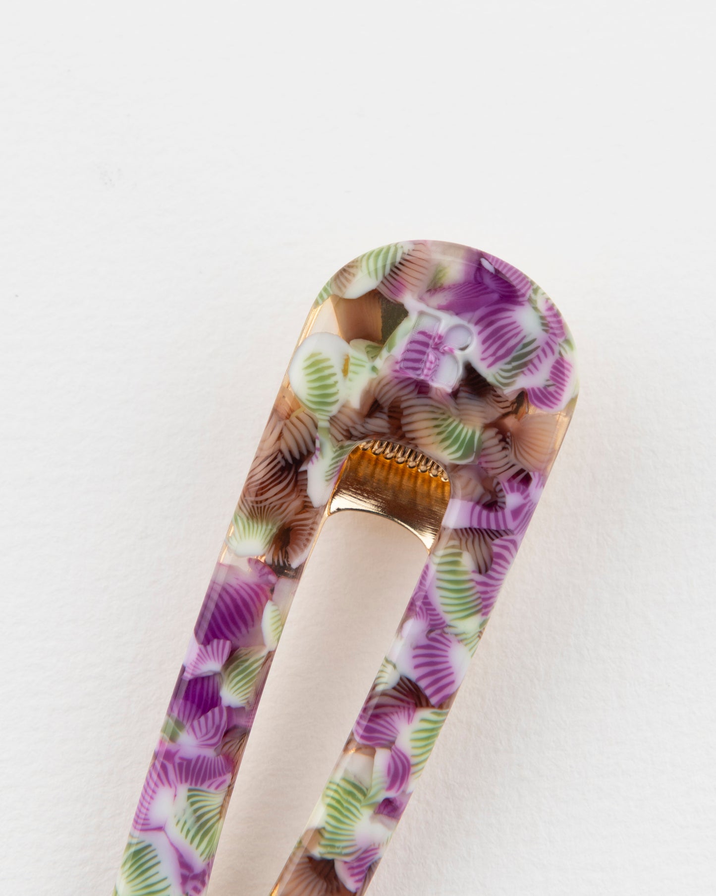 BARRETTE Triangle - Magenta et Vert -
