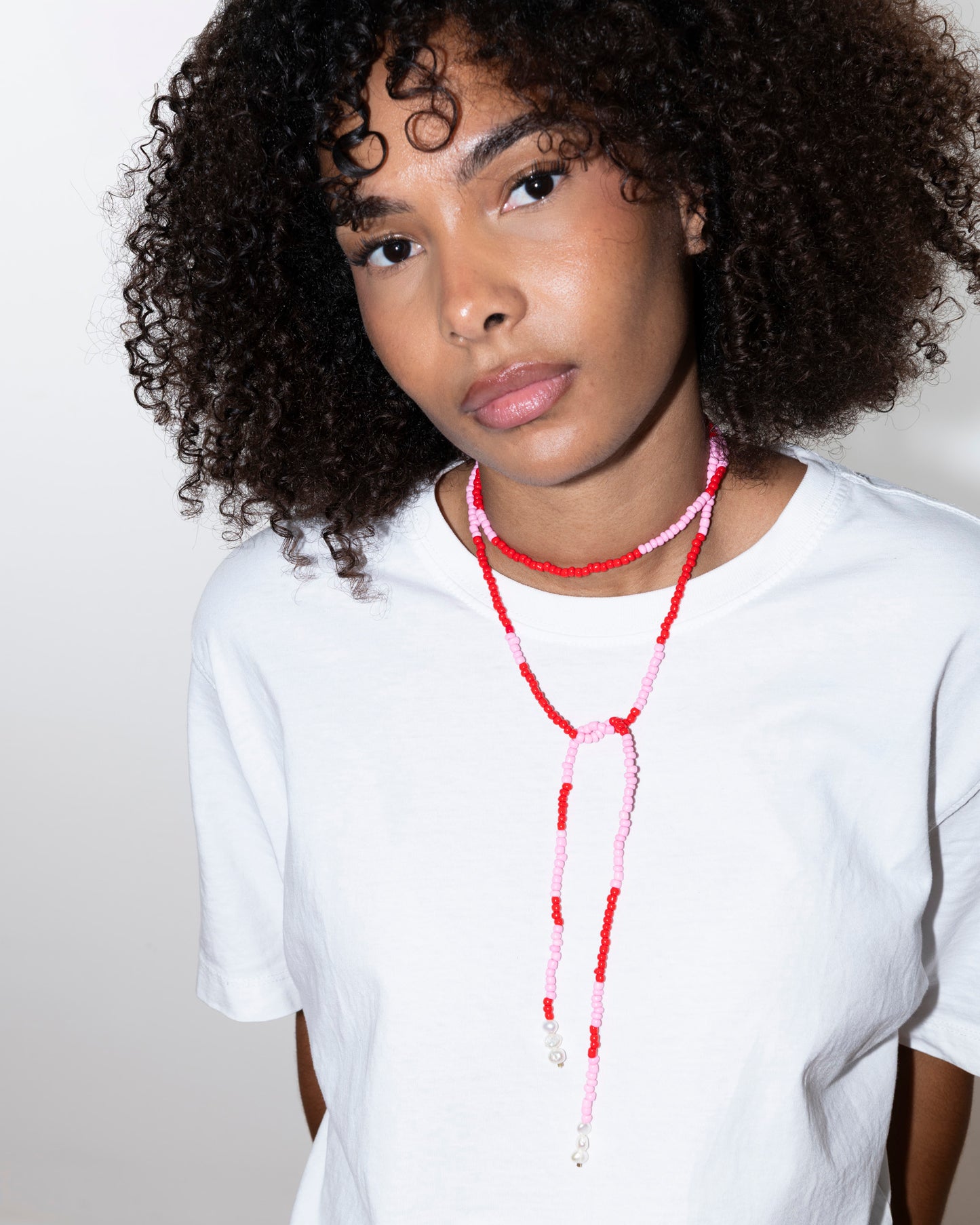 COLLIER - SALT AND PEARLS - Rose et rouge - DROP #4