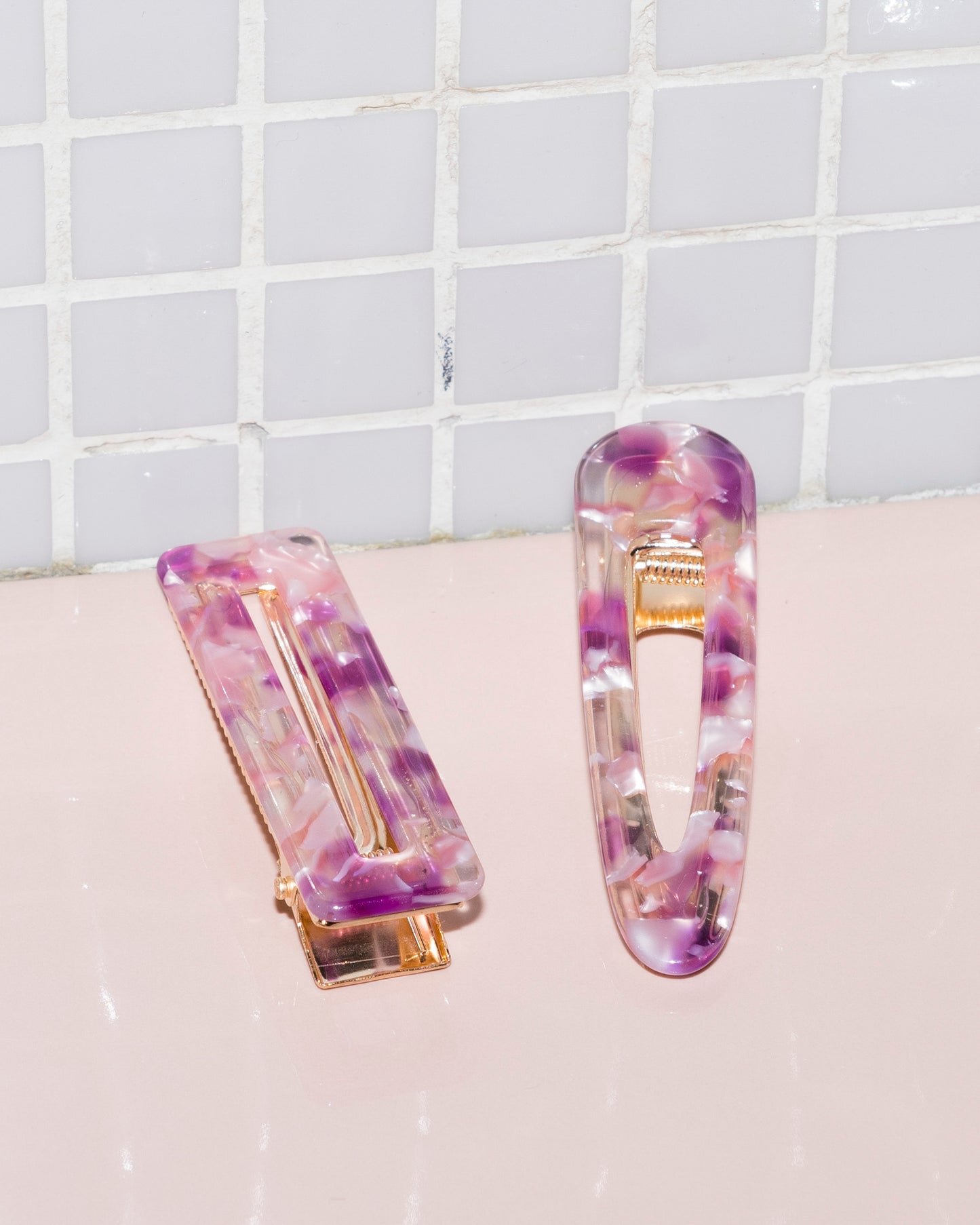 Barrette RECTANGLE - Pink -