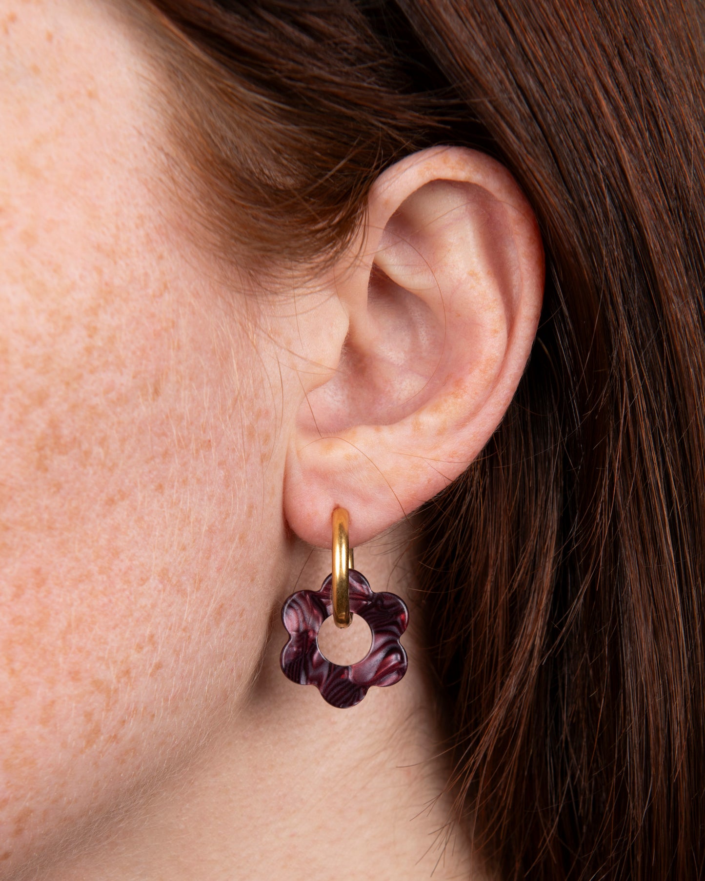 Boucles d'oreilles BABY FLEURETTE - Lie de vin -