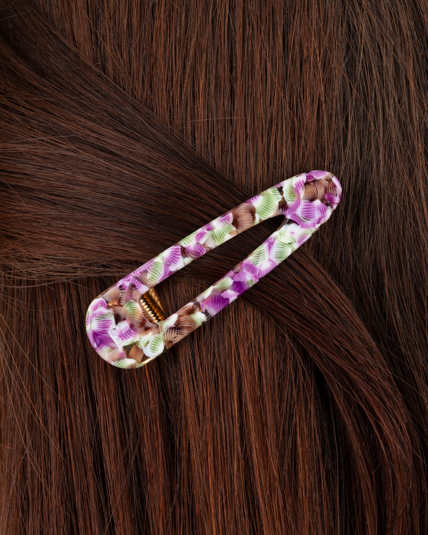 BARRETTE Triangle - Magenta et Vert -