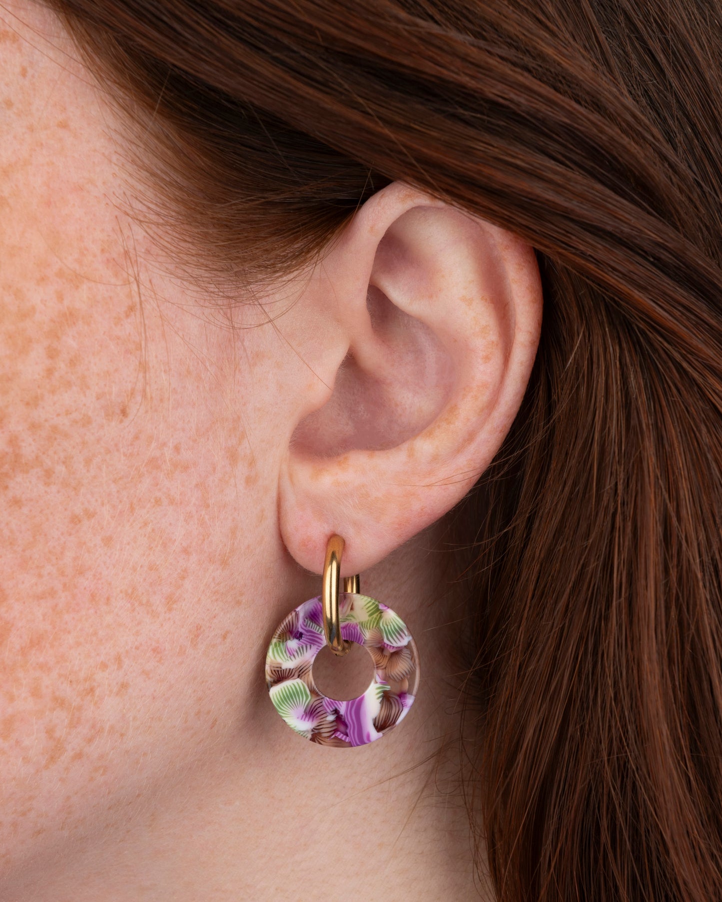 Boucles d'oreilles DONUTS - Magenta et Vert -