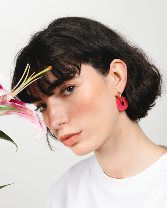 Boucles d'oreilles DONUTS - Fuchsia -