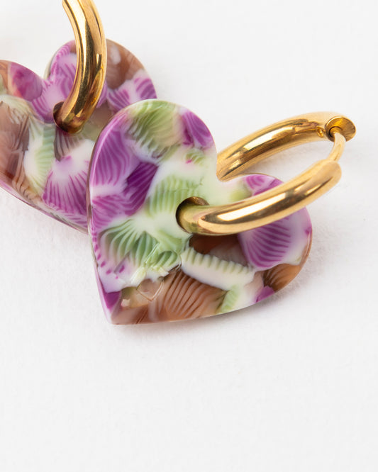 Boucles d'oreilles LOVA LOVA - Magenta et vert -