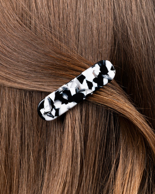 Barrette ARRONDIE - Noir et blanc -