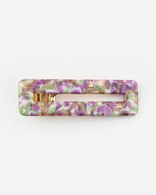BARRETTE Rectangle - Magenta et Vert -