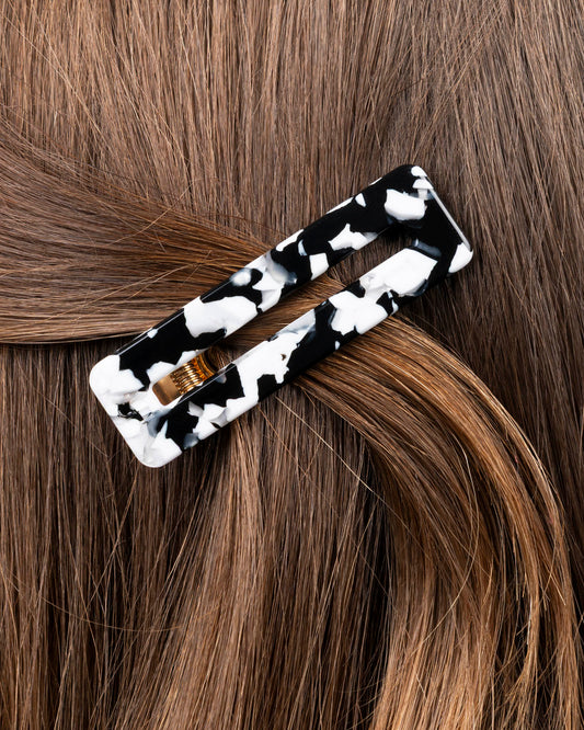 Barrette RECTANGLE - Noir et blanc -