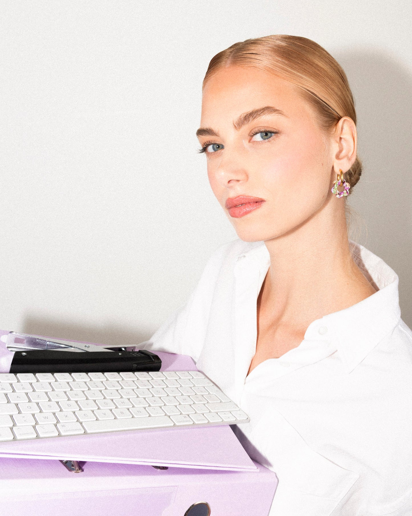 Boucles d'oreilles BABY FLEURETTE - Magenta et Vert -