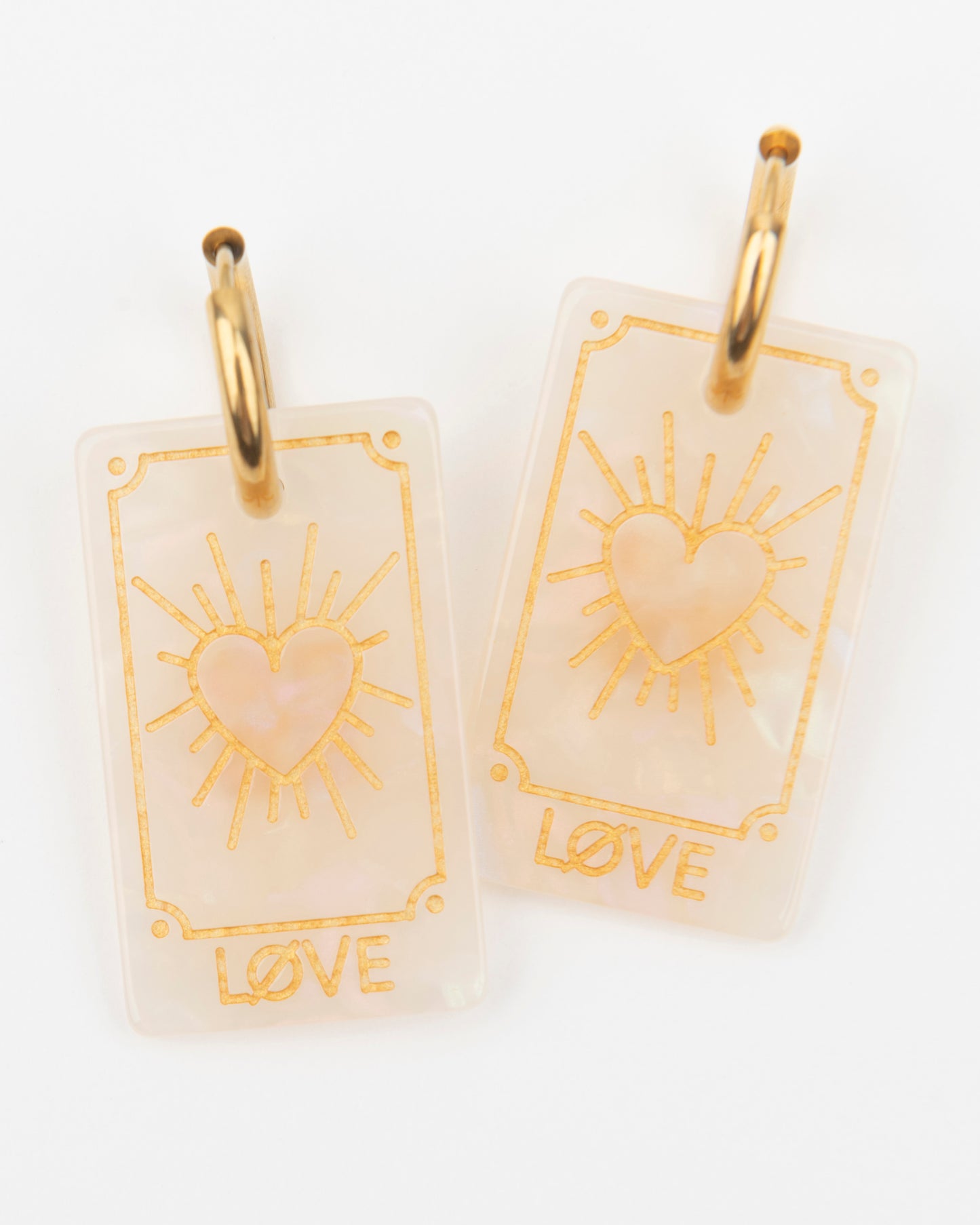 Boucles d'oreilles CARTE DE TAROT - Irisé Blanc -