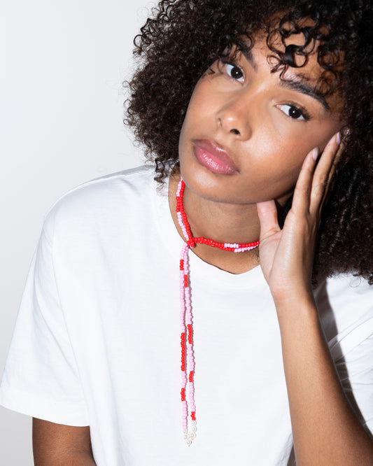 COLLIER - SALT AND PEARLS - Rose et rouge - DROP #4