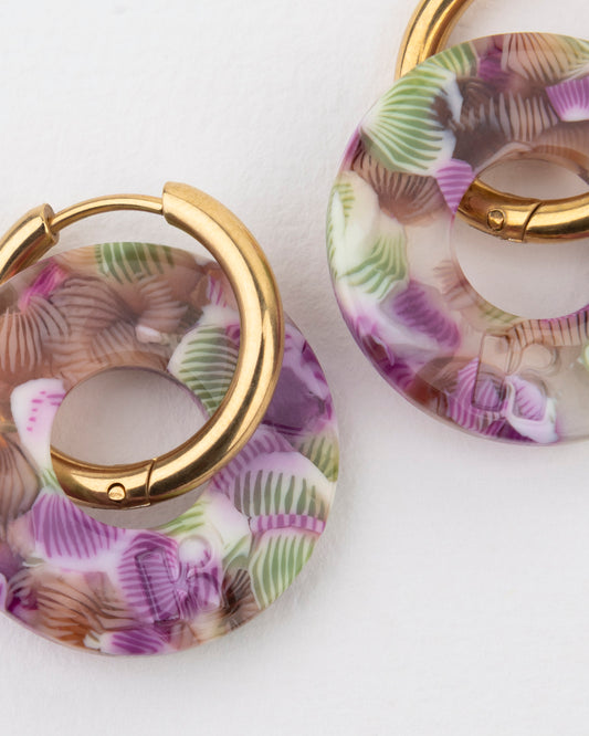 Boucles d'oreilles DONUTS - Magenta et Vert -