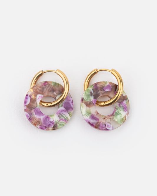Boucles d'oreilles DONUTS - Magenta et Vert -