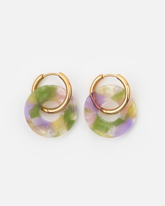 Boucles d'oreilles DONUTS - Vert et lavande -