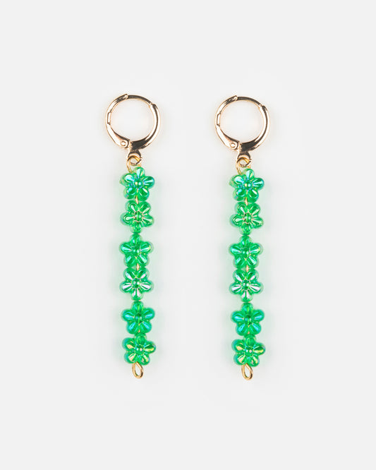 Boucles d'oreilles TIGE FLEURIE - Verte -