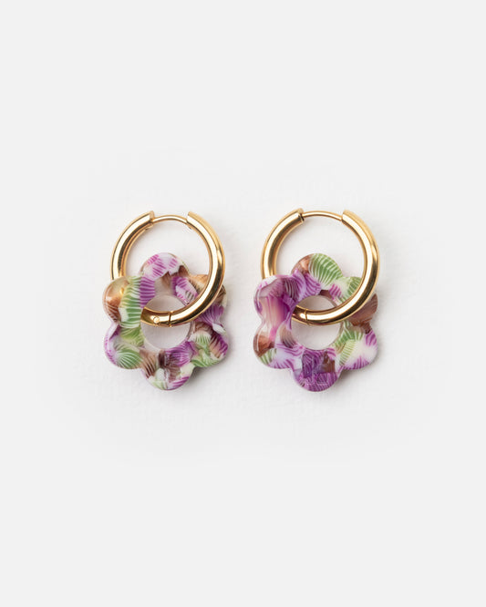 Boucles d'oreilles BABY FLEURETTE - Magenta et Vert -