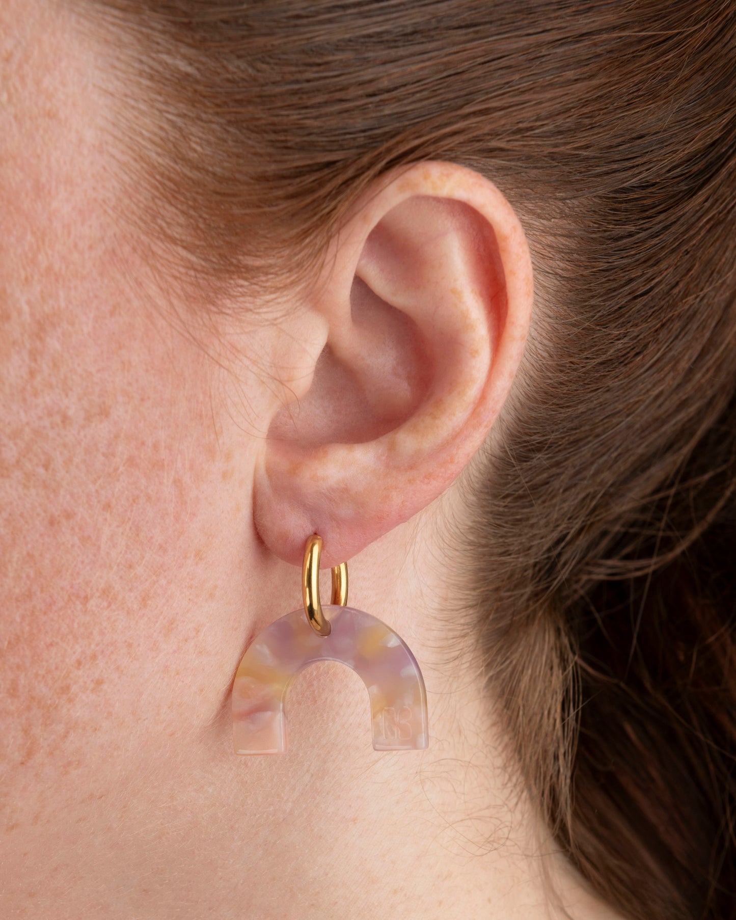 Boucles d'oreilles ARC EN CIEL - Rose Orangé -
