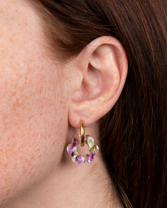 Boucles d'oreilles BABY FLEURETTE - Magenta et Vert -