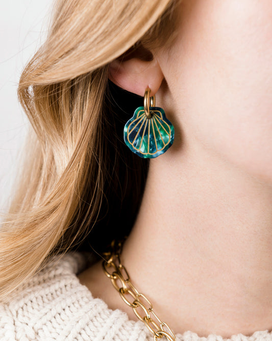 Boucles d'oreilles BABY MERMAID Doré - Vertes -