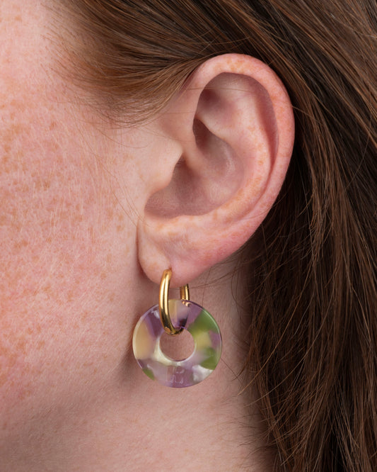 Boucles d'oreilles DONUTS - Vert et lavande -