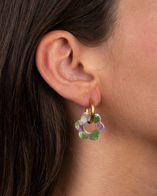 Boucles d'oreilles BABY FLEURETTE - Vert et Lavande -