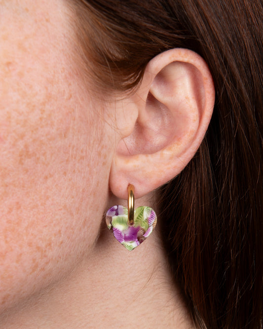 Boucles d'oreilles LOVA LOVA - Magenta et vert -