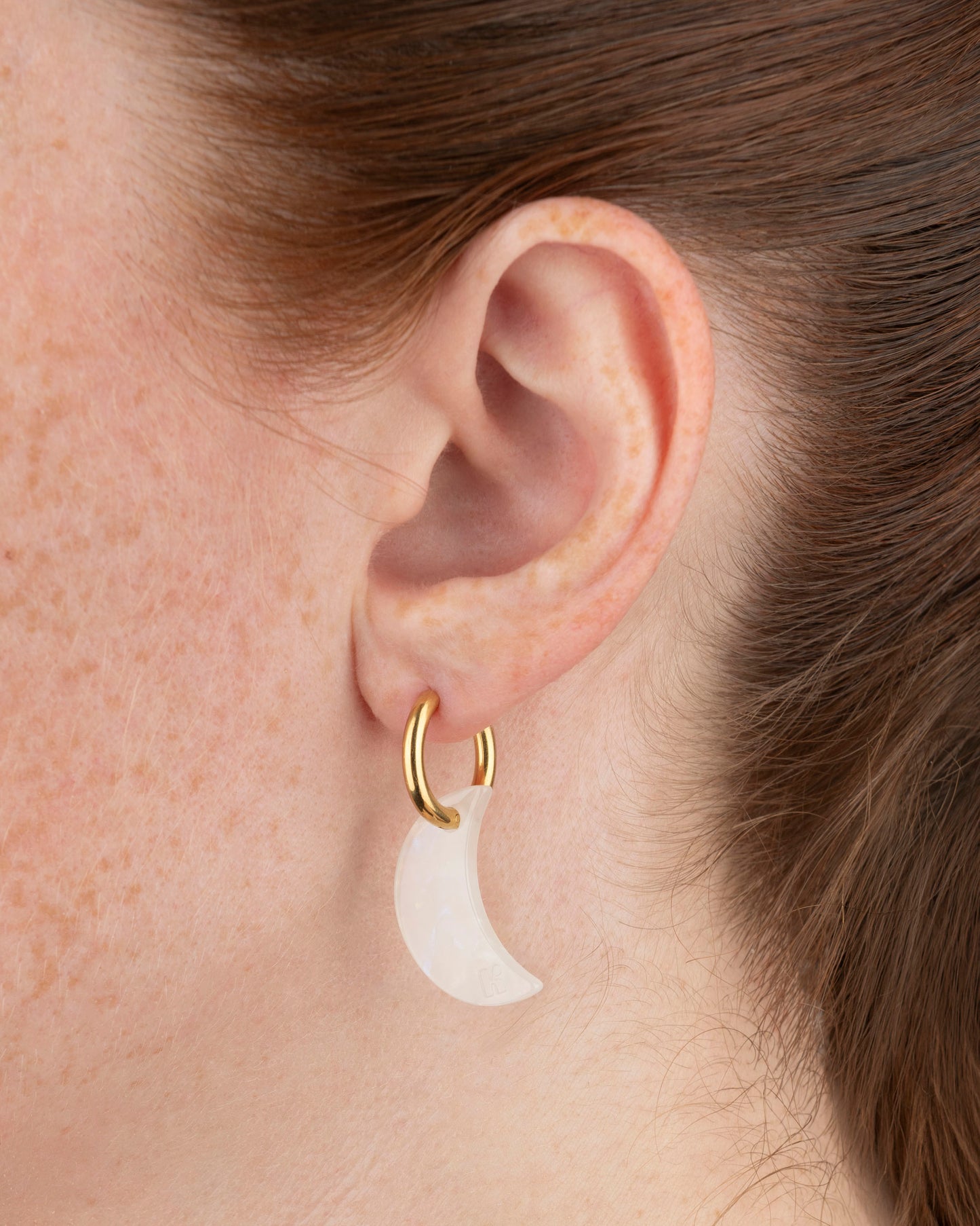 Boucles d'oreilles LUNE - Irisé Blanc -