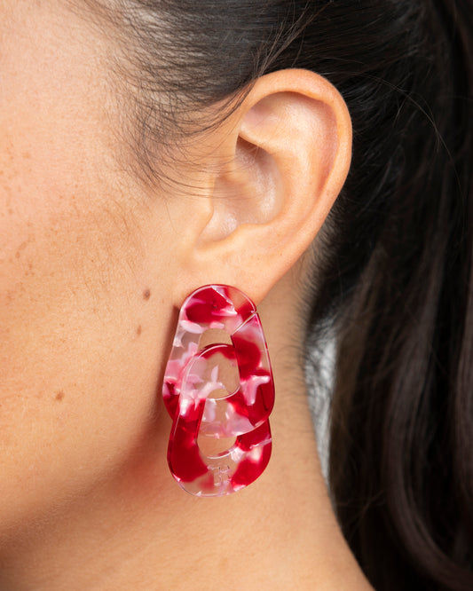 Boucles d'oreilles MAILLON - Rouge -