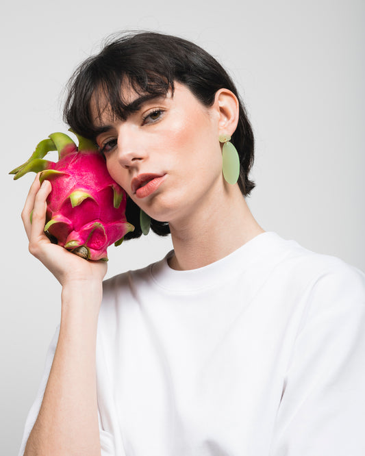 Boucles d'oreilles OVÉ - Vert amande -